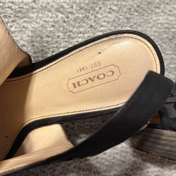 Coach Black Wedge Sandals with Peep-Toe - Picture 3 of 5